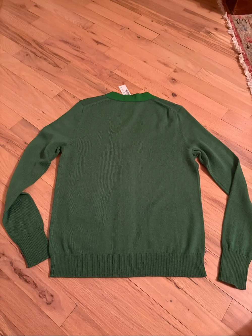 J. Crew Green V‑Neck Button Cardigan with Contrast Trim